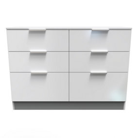 Poole 6 Drawer Wide Chest in White Gloss (Ready Assembled)