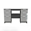 Poole Double Pedestal Desk in Uniform Grey Gloss & Dusk Grey (Ready Assembled)