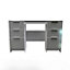 Poole Double Pedestal Desk in Uniform Grey Gloss & White (Ready Assembled)