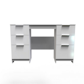 Poole Double Pedestal Desk in White Gloss (Ready Assembled)