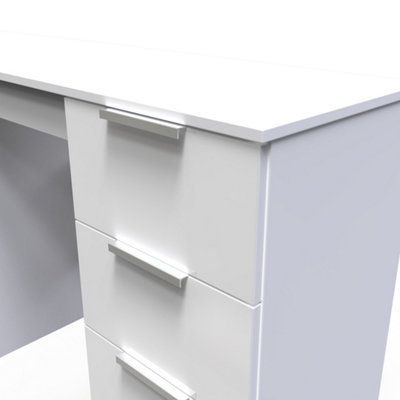 Poole Double Pedestal Desk in White Gloss (Ready Assembled)