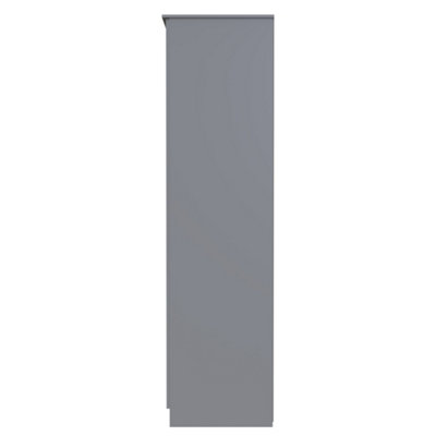 Poole Triple Mirror Wardrobe in Uniform Grey Gloss & Dusk Grey (Ready Assembled)