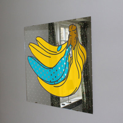 Pop art banana (Mirror Art Print) / 61x61cm