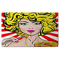 Pop Art Young woman Eating Spaghetti (Bath Towel) / Default Title