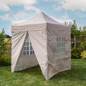 Pop Up 2x2 Gazebo With Sides Beige