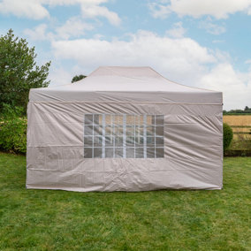Pop Up 3x4.5m Gazebo With Sides Beige