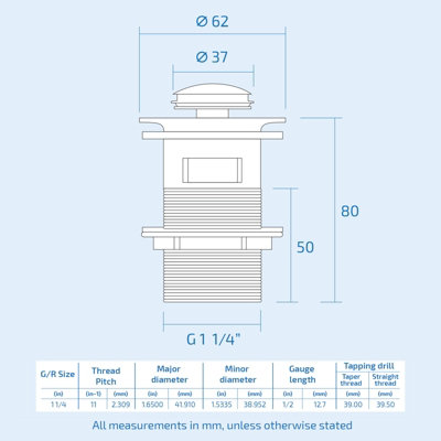 Pop Up Basin Sink Waste Click Clack Plug Push Button Chrome Slotted - 4