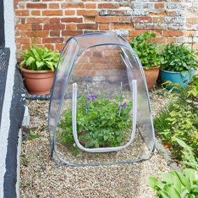 Pop-Up Cloche Plant Pot Cover - Garden Portable Mini Greenhouse Grow House with Zipped Access Panel - Medium, H60 x W50 x W50cm