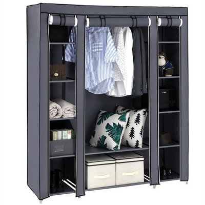 Pop Up Fabric Wardrobe 12 compartment - Grey