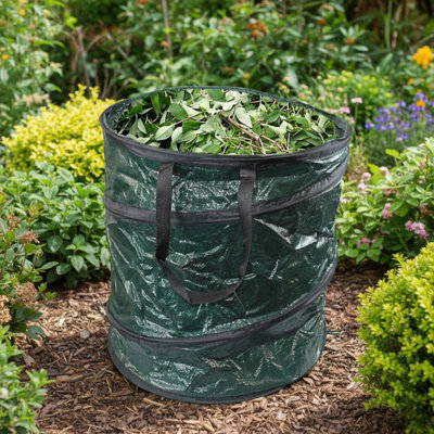 Pop Up Garden Waste Bag 120L - Waterproof Refuse Sack with Metal Spring ...