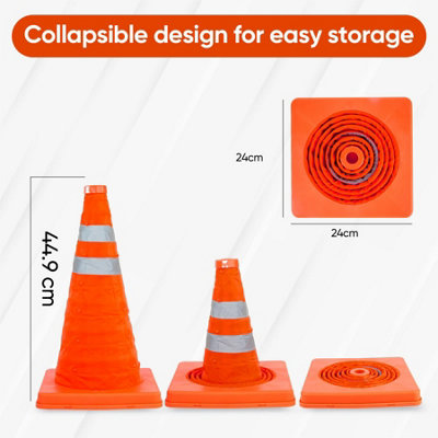 Pop Up Portable High Visibility 18" Safety Cone - 6