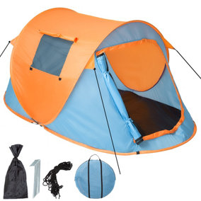 Pop up tent waterproof - blue/orange