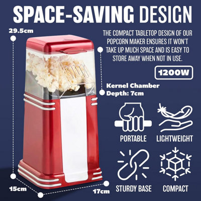 Carnival Hot Air Popcorn Maker Electric Popper Machine Fat Free Snack W 6 Bags E