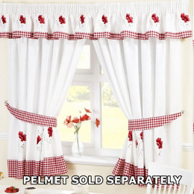 Poppies Embroidered Kitchen Curtains