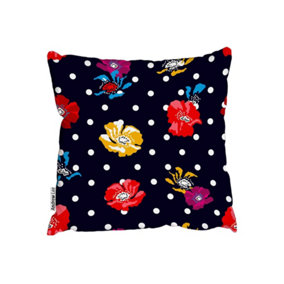 Poppies on dark dotted background (Outdoor Cushion) / 60cm x 60cm