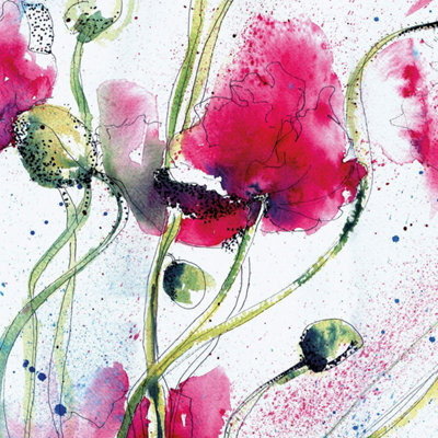 Poppies Watercolour Mural - 192x260cm - 5443-4