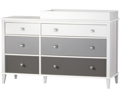 Poppy 6 Drawer Dresser with Changer White/Grey