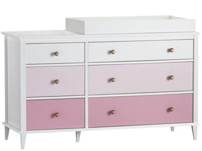 Poppy 6 DRW Dresser with Changer White/Pink