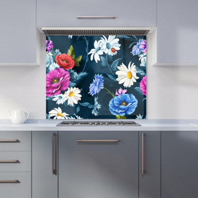 Poppy Flowers With Chamomile Premium Glass Kitchen Splashback W600mm x ...