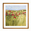 Poppy Meadow Countryside Landscape Wood Stained Brown Framed Print