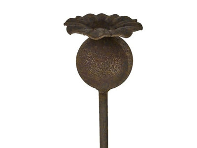 Poppy - Metal Flower Garden Stakes - Pack of 3 - 90cm Tall