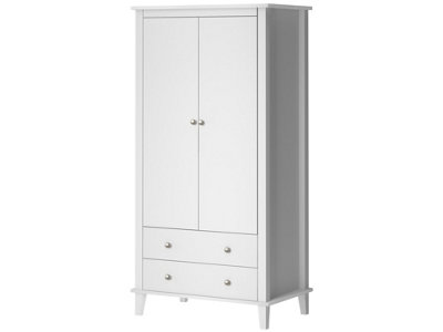 Poppy Wardrobe with 2 Drawers 2 Doors White