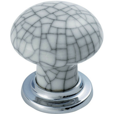 Porcelain Mushroom Cupboard Door Knob Glaze Design Polished Chrome Matt Chrome