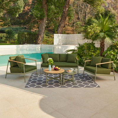 Porta Green Aluminium Garden Conversation Set with Green Cushions