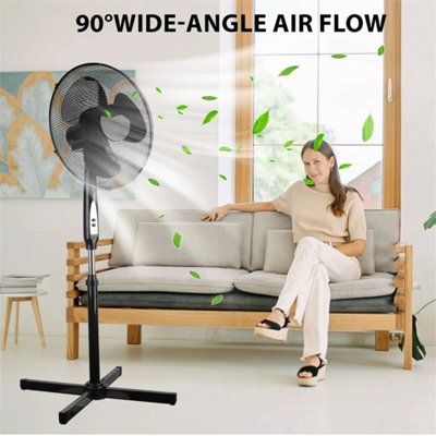 Portable 16Inch Oscillating Pedestal Fan With Remote 3-Speed Adjustable ...