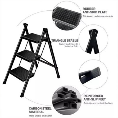 Portable 2 Step Ladder Lightweight Folding Step Stool w/Anti Slip Tread