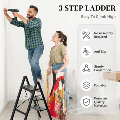 Portable 2 Step Ladder Lightweight Folding Step Stool w/Anti Slip Tread