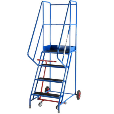 Portable 4 Tread Mobile Warehouse Safety Stairs with Anti-Slip Steps