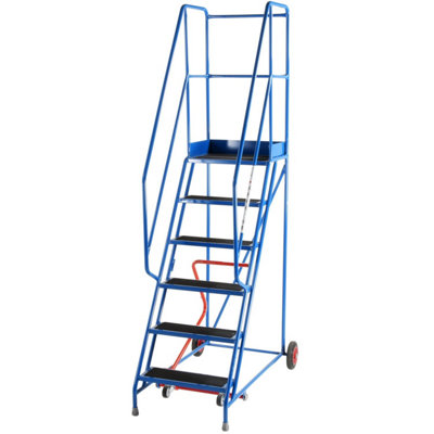 Portable 6 Tread Mobile Warehouse Safety Ladder with Anti-Slip Steps