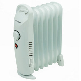 Portable 7 Fin Oil Filled Radiator Electric White Home Office Heater Thermostat