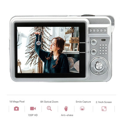 Portable 720P Digital Camera Camcorder 18MP Photo 8x Zoom Anti Shake 2.7 Inch Large TFT Screen