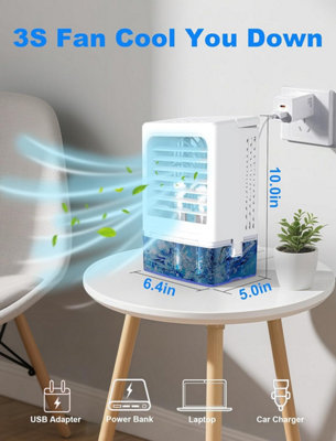 Portable air conditioner, cooling fan with 3 speeds and 3 modes ...