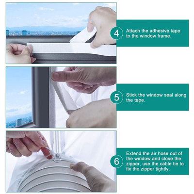 GCGOODS Portable Air Conditioner Daul Hose Window Seal Plates Kit, Double Hole Design, Adjustable AC Window Kit With Foam Seal Tape, Universal Sealing Panels For 5" Diameter Sliding And Hung Windows