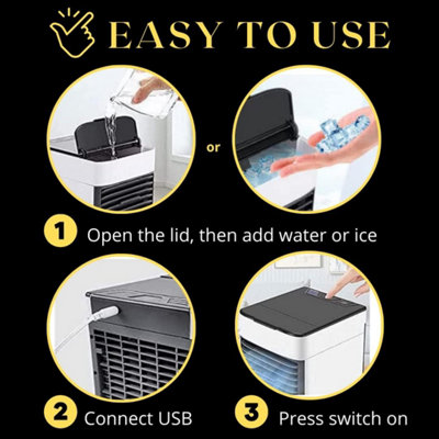 Portable Air Cooler Unit with 3 Speed Fan Night Light Chilled Air for your Bedroom Office Lounge USB - 7