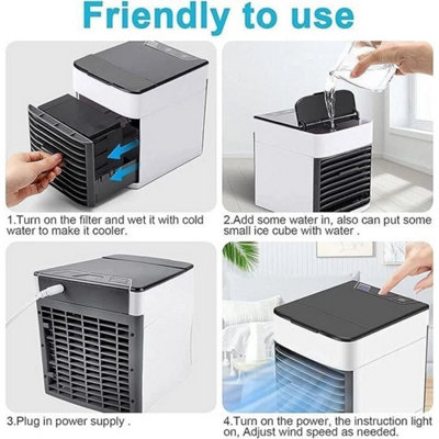 Portable Air Cooler, USB-Powered Mini Air Conditioner, 3-Speed Fan with ...