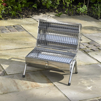 Portable and Compact Barbecue Grill For Camping, Picnic, Garden Or Beach - Made From Stainless Steel - Larger Cooking Area
