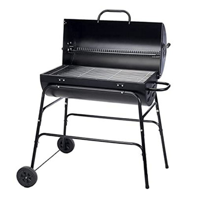 Portable Bbq Barrel Charcoal Barbecue Smoker Grill - Large Grilling Area - Durable Stainless Steel Construction