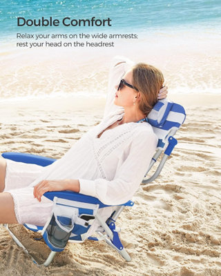 Portable Beach Chair with Removable Headrest Folding Beach Chair