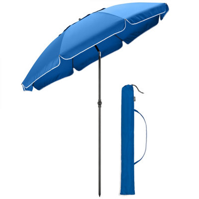 Portable Beach Parasol Tilting - Blue | DIY at B&Q