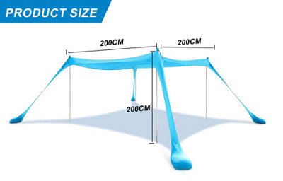 Portable Beach Tent Family Sun Shade 4-6 Person Shelter Camping Canopy UPF50+ - 4