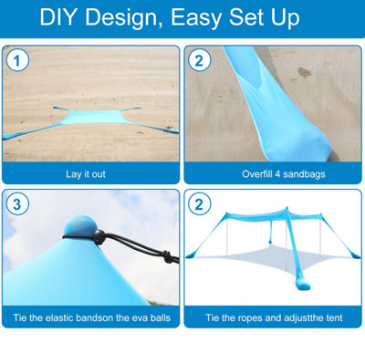 Portable Beach Tent Family Sun Shade 4-6 Person Shelter Camping Canopy UPF50+ - 8