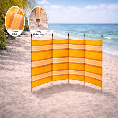 Portable Beach Windbreak 5 Pole (5 ft x 12 ft) Polyester Fabric for ...