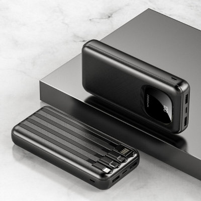 Portable Built-In Power Bank with 10000 mAh LED Digital Display black