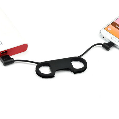 Portable Cable with Bottle Opener Micro USB or 8 Pin, Micro USB, Black