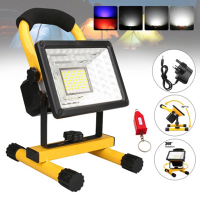 Portable Camp Lamp LED Rechargeable Cordless Work Site Flood Light Mobile