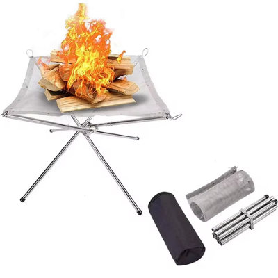 Portable Camping Fire Pit Grill , Foldable Stainless Steel Bonfire Rack